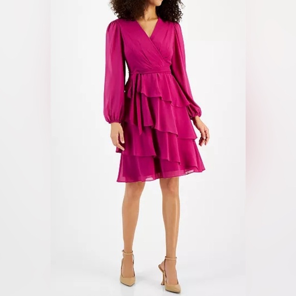 Jessica Howard Tiered Fit & Flare Dress Size 6 - Picture 1 of 8